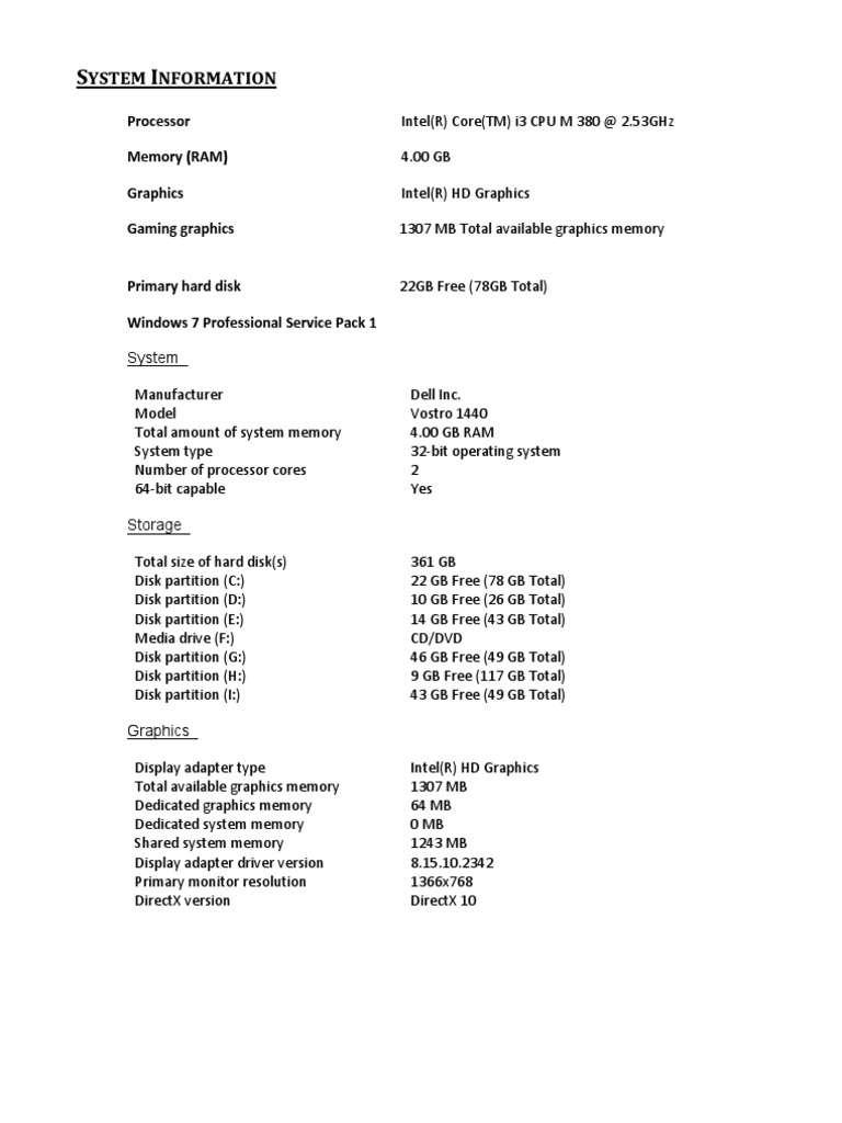 System Information | PDF