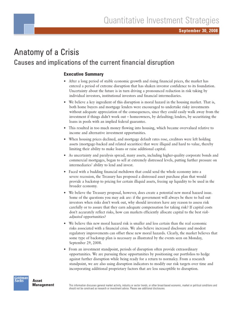Anatomy of A Crisis PDF Mortgage Backed Security Subprime Lending