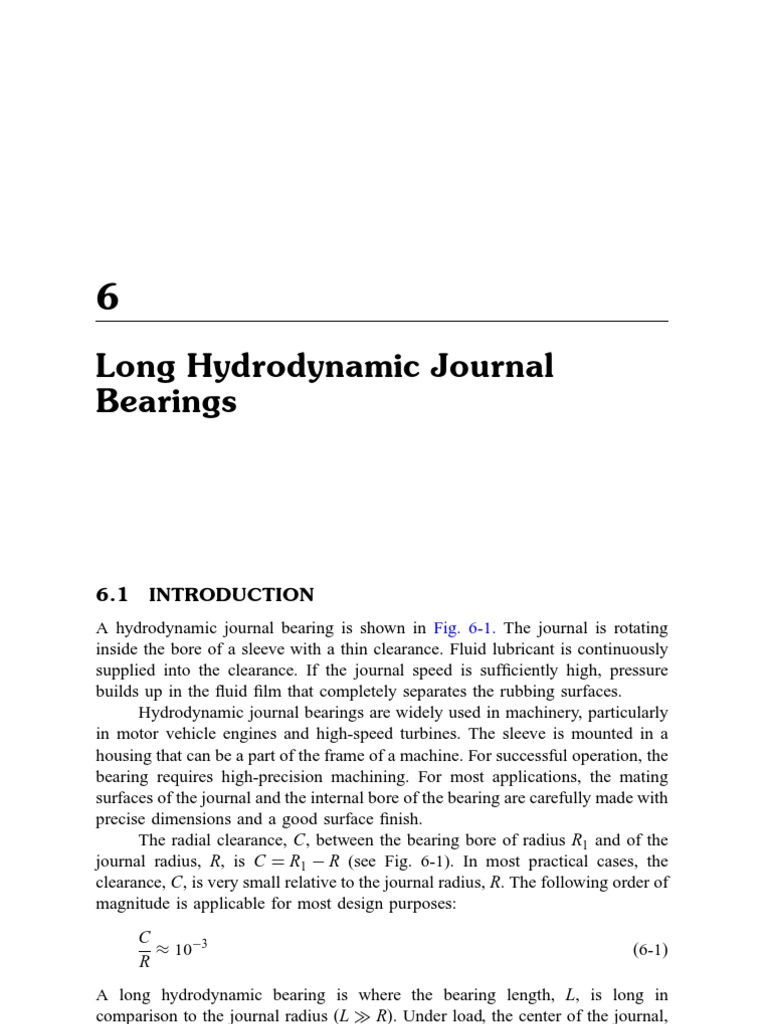 Long Hydrodynamic Journal Bearings PDF Fluid Dynamics Friction
