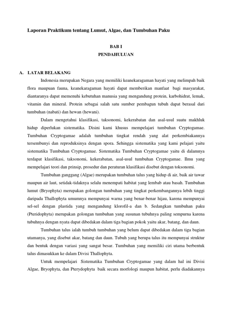 Laporan Praktikum Tentang Lumut Docx