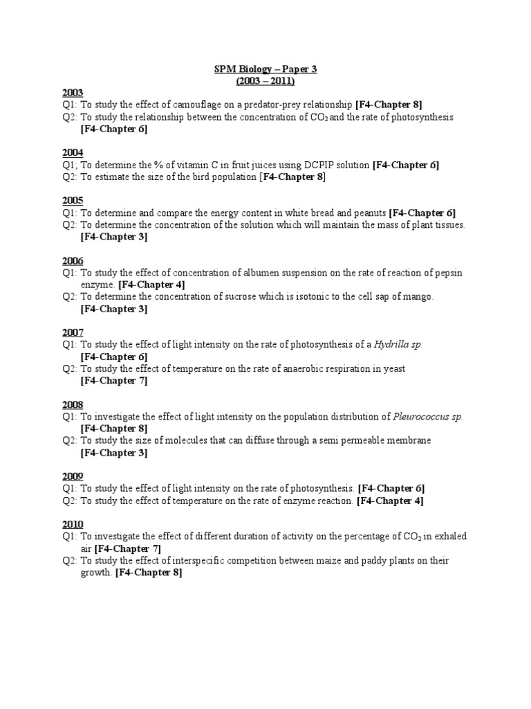 Spm Biology Paper 3 Analysis Pdf