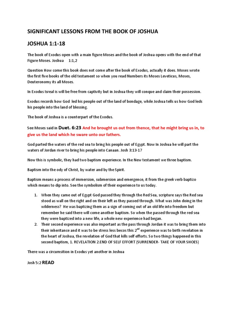 Lessons from the Book of Joshua | PDF | Baptism | Moses
