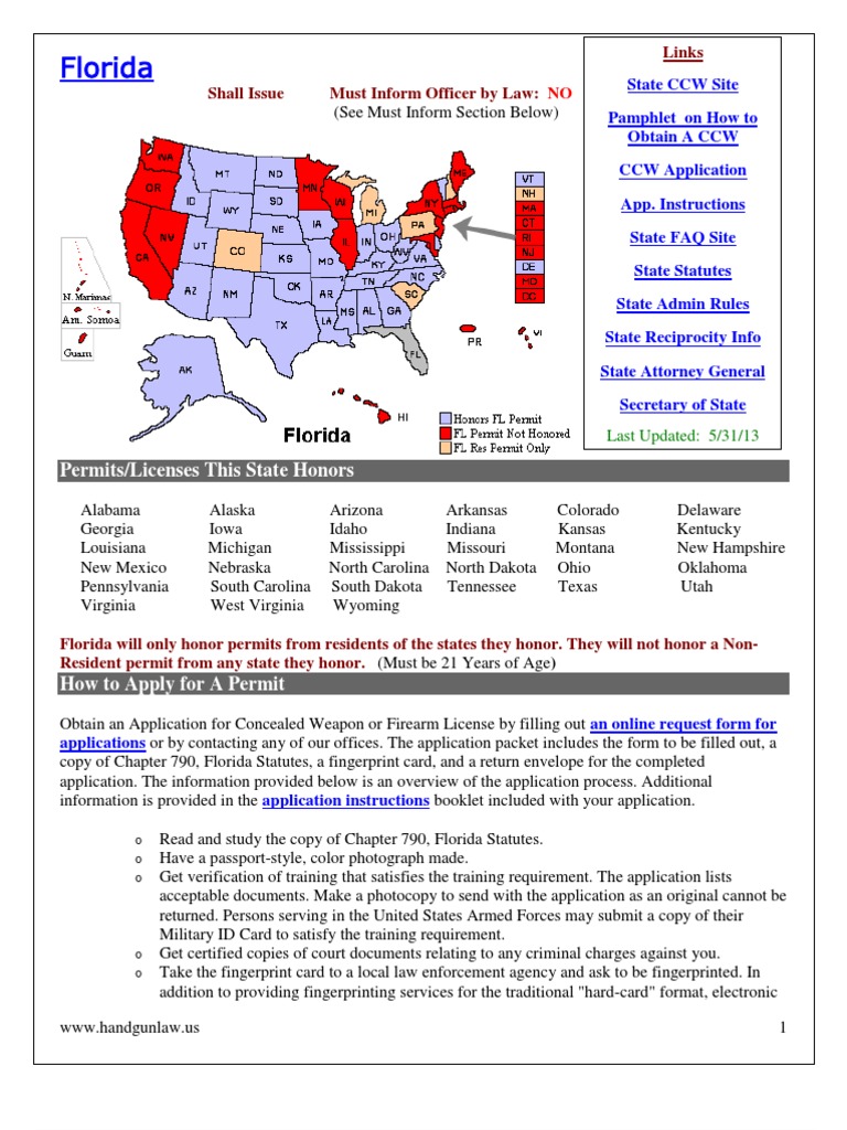Florida GUN LAW PDF Concealed Carry In The United States Concealed Carry