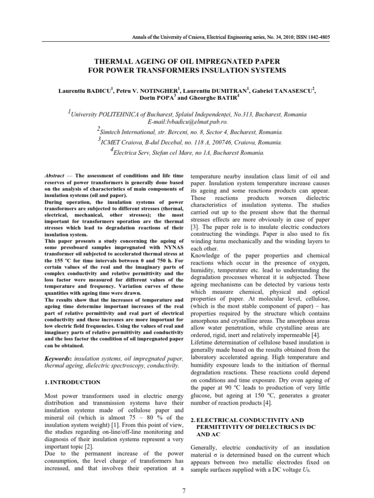 Thermal Ageing of Oil Impregnated Paper | PDF | Permittivity ...