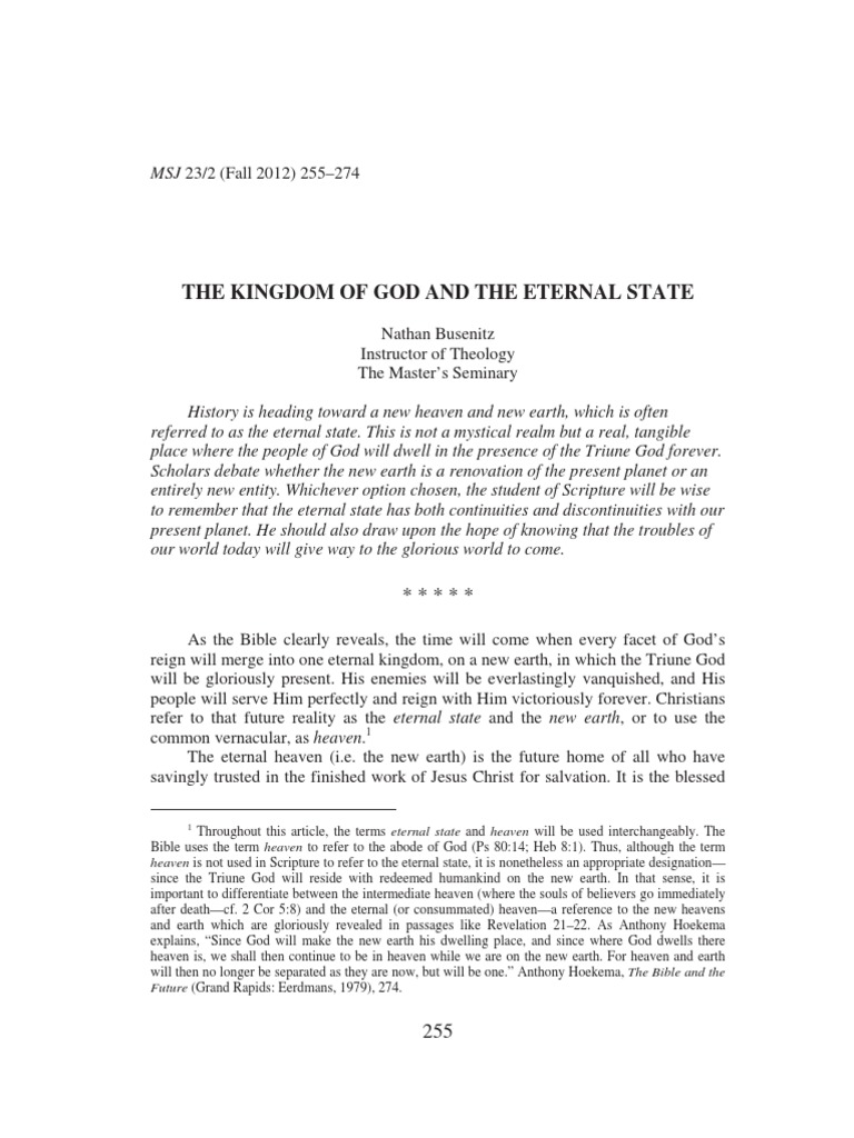 Understanding the Eternal State in Theology | PDF | Millennialism ...