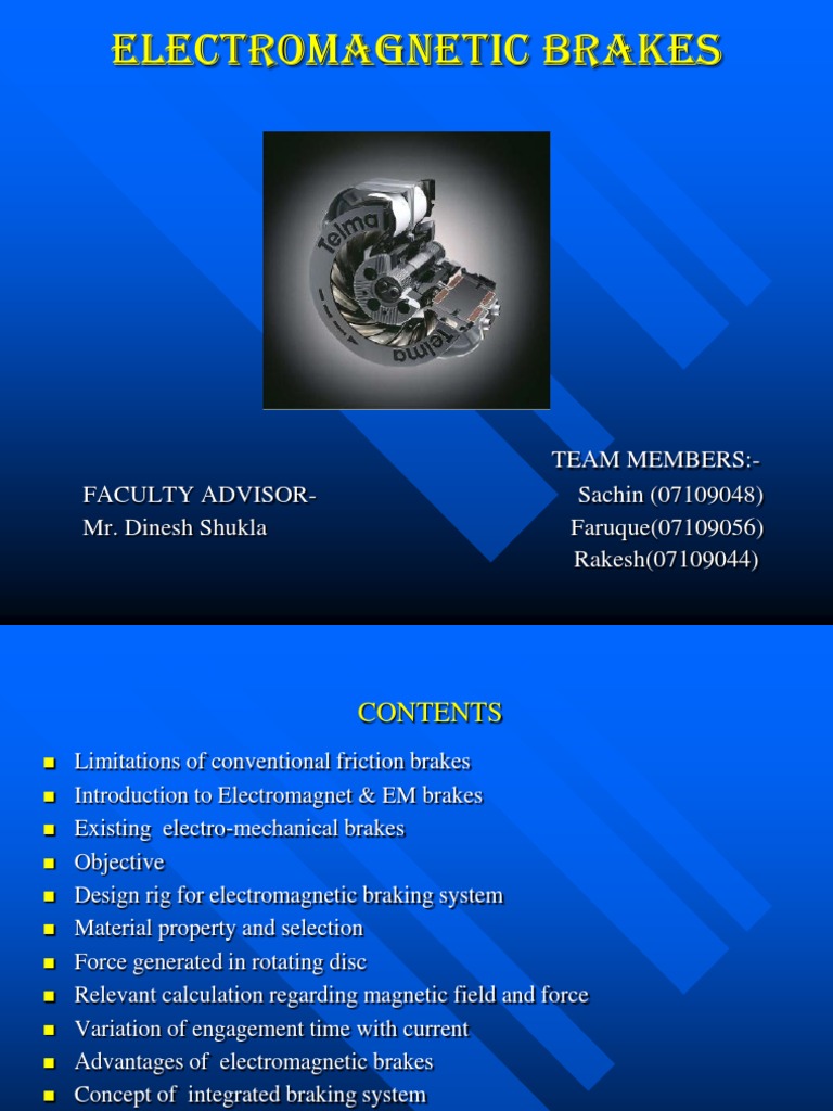 Electromagnetic Brake Systems Overview | PDF | Force | Electromagnetism