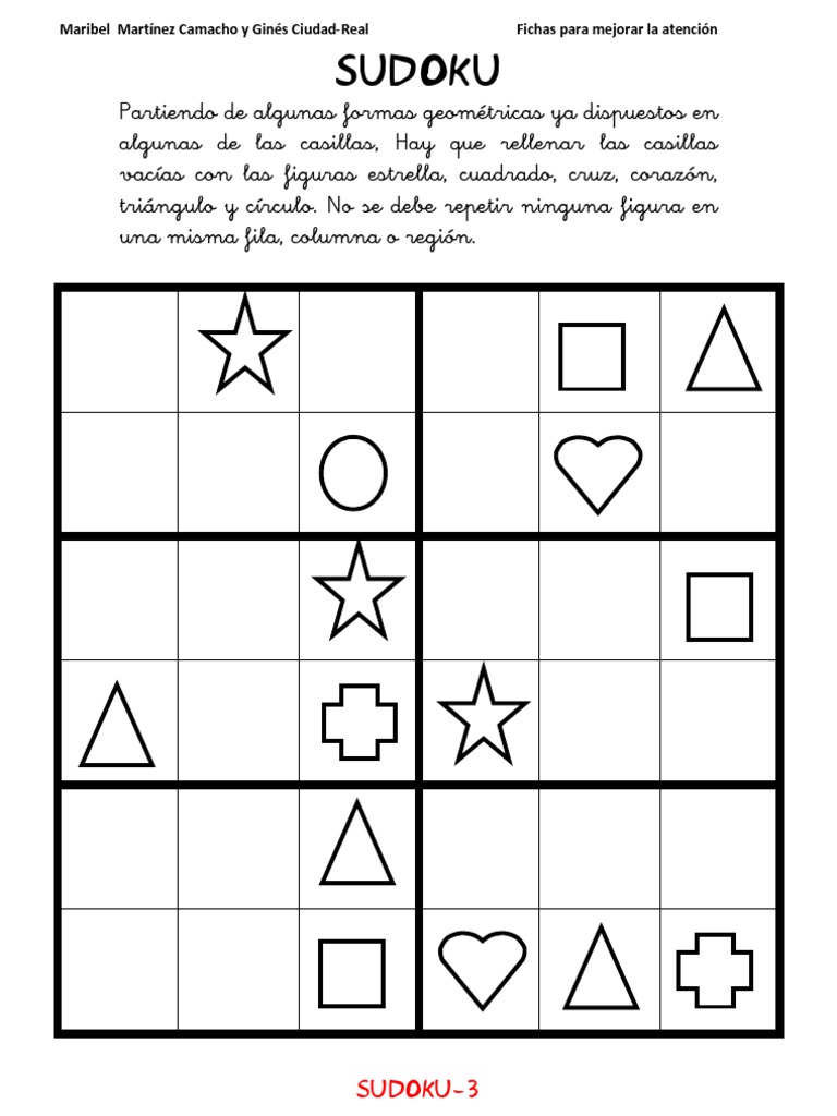 emocionante en lugar Cuna Plugin Sudokus Figuras Geometricas 6x6 3 | PDF