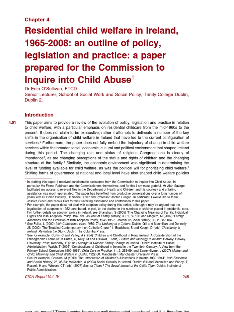 Evolution of Child Welfare Policy in Ireland | PDF | Probation ...