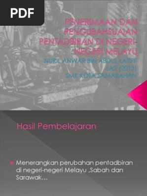 Bab 7 1 Perubahan Pentadbiran Di Tanah Melayu Pdf