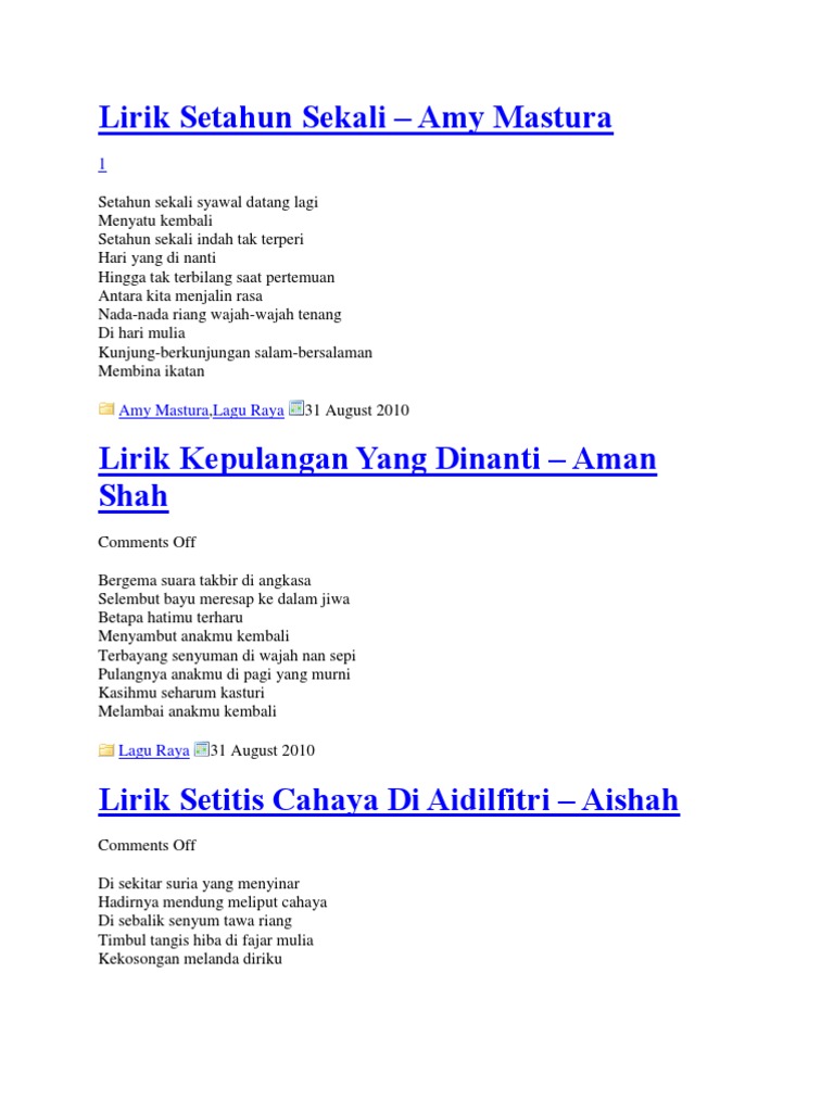 Lirik Lagu Raya