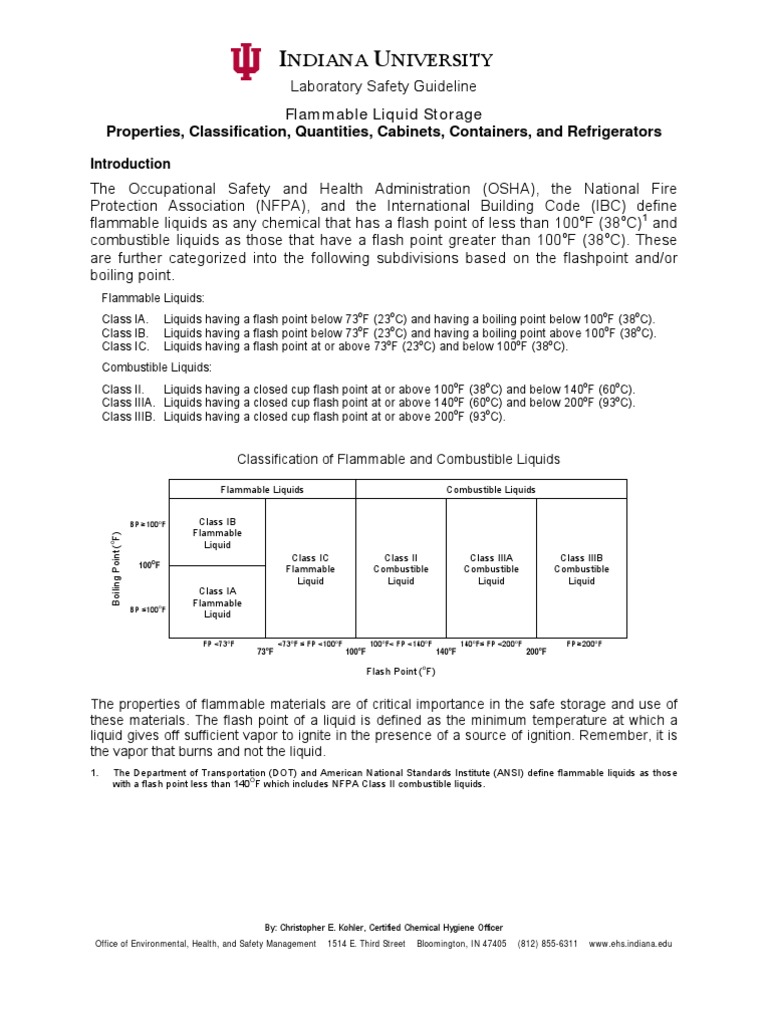 Classification, Storage, and Handling of Flammable Liquids A Guide to