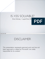 Is XSS Solvable?
