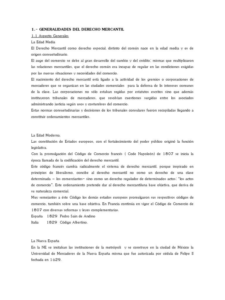 1.Generalidades Del Derecho Mercantil Caso de ley