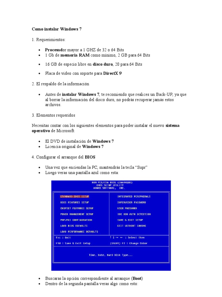 Guía para Instalar Windows 7 Paso a Paso | PDF | Windows 7 | Microsoft ...