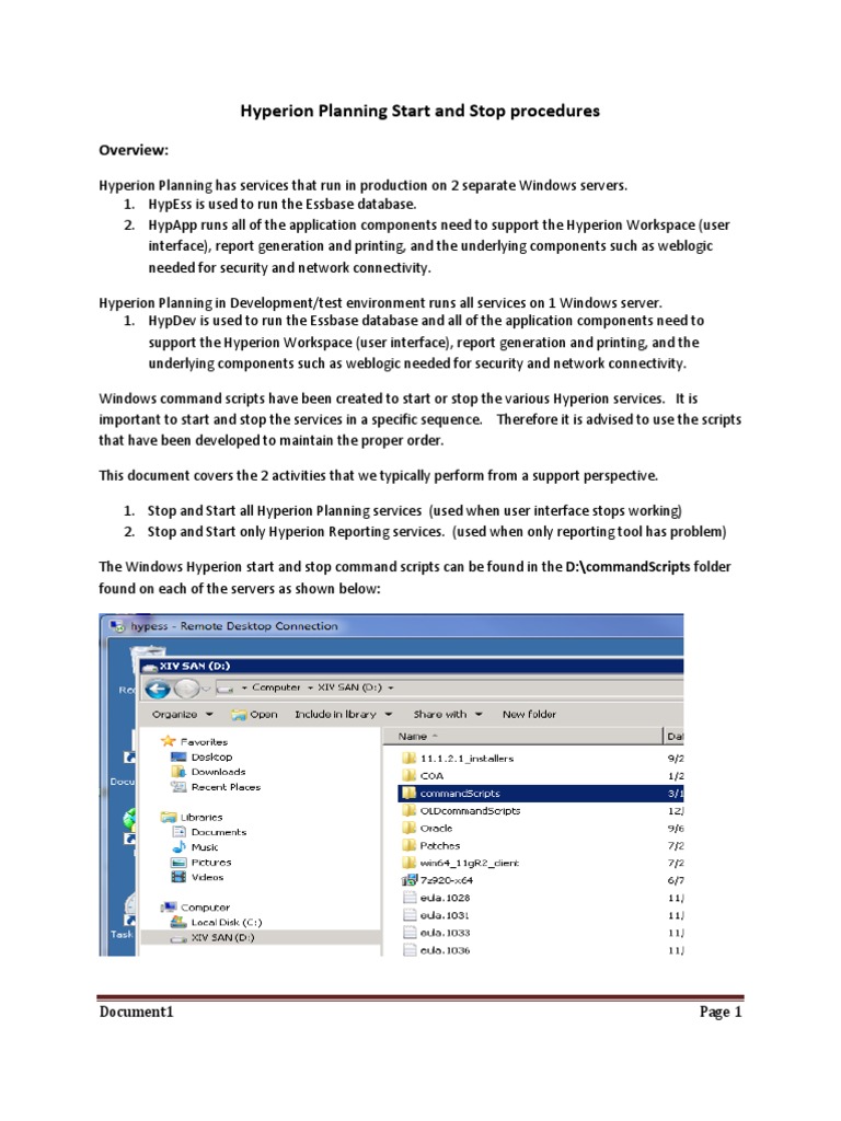 Hyperion Planning Start/Stop Guide | PDF | Scripting Language ...