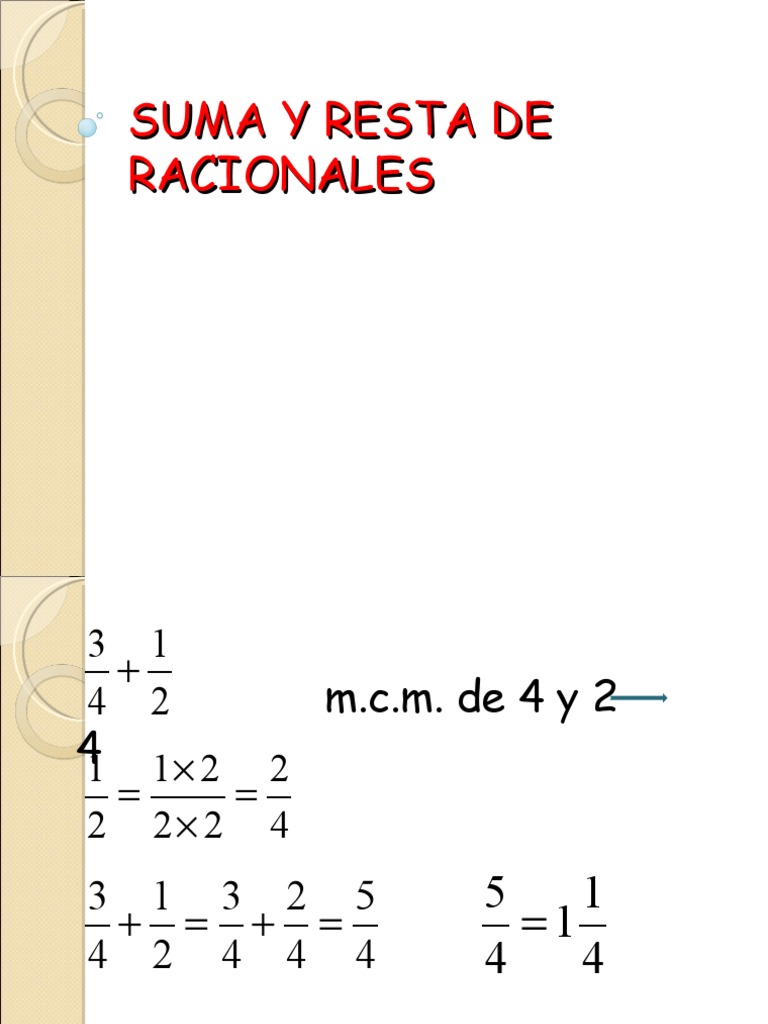 Suma y Resta de Racionales
