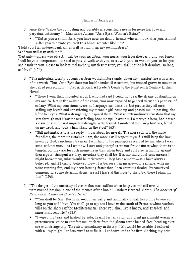Jane Eyre Themes Jane Eyre