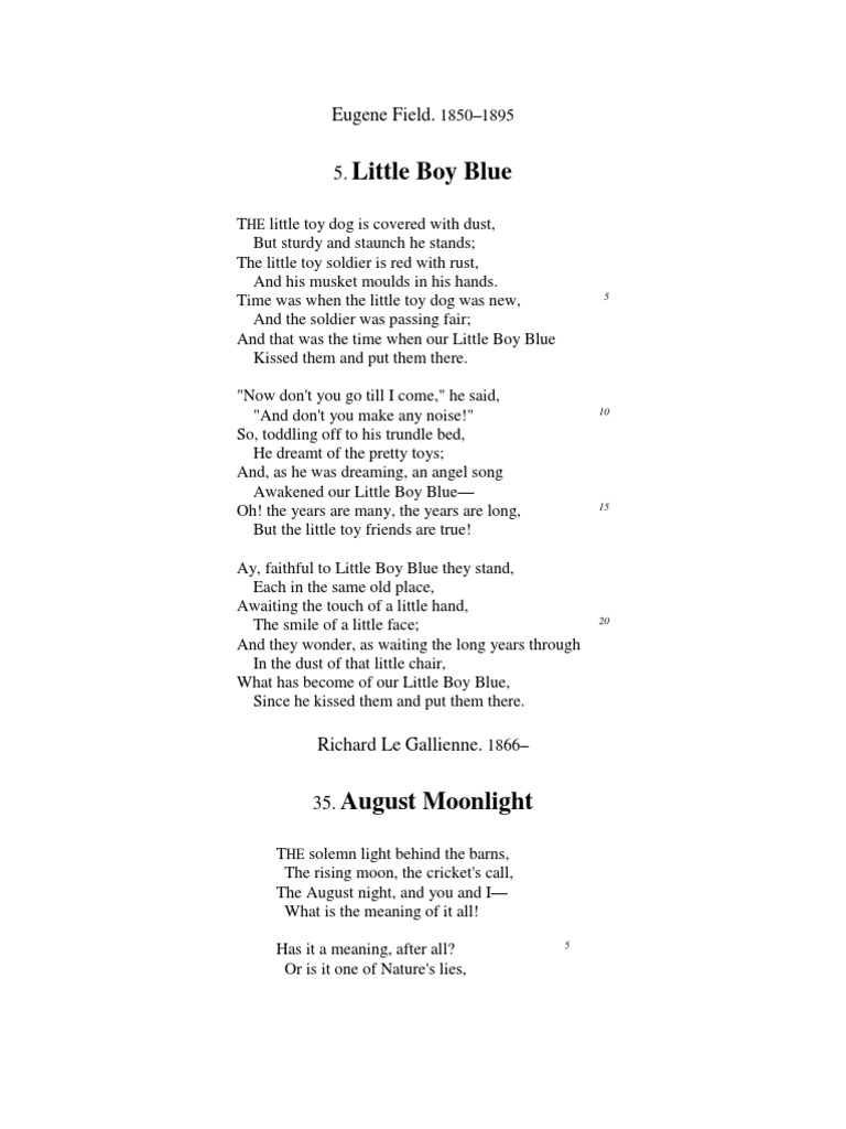 Little Boy Blue Eugene Field PDF