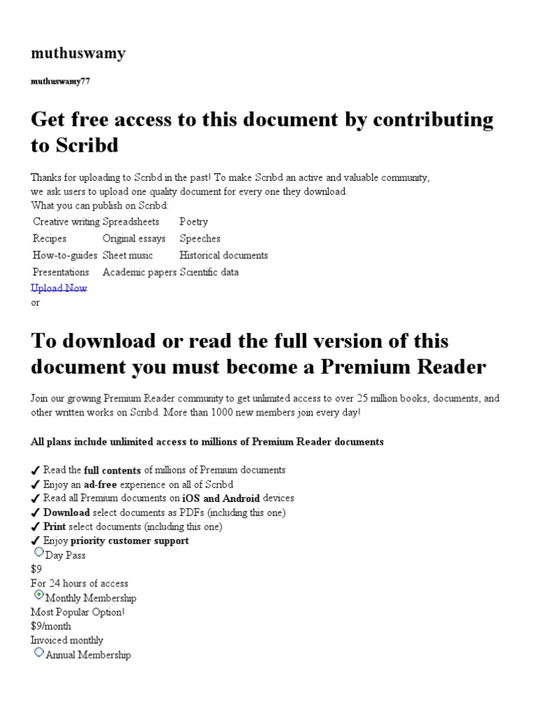 Join Scribd Premium for Unlimited Access | PDF