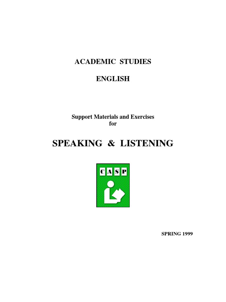 Speaking and Listening Skills Guide | PDF | Public Speaking | Audience