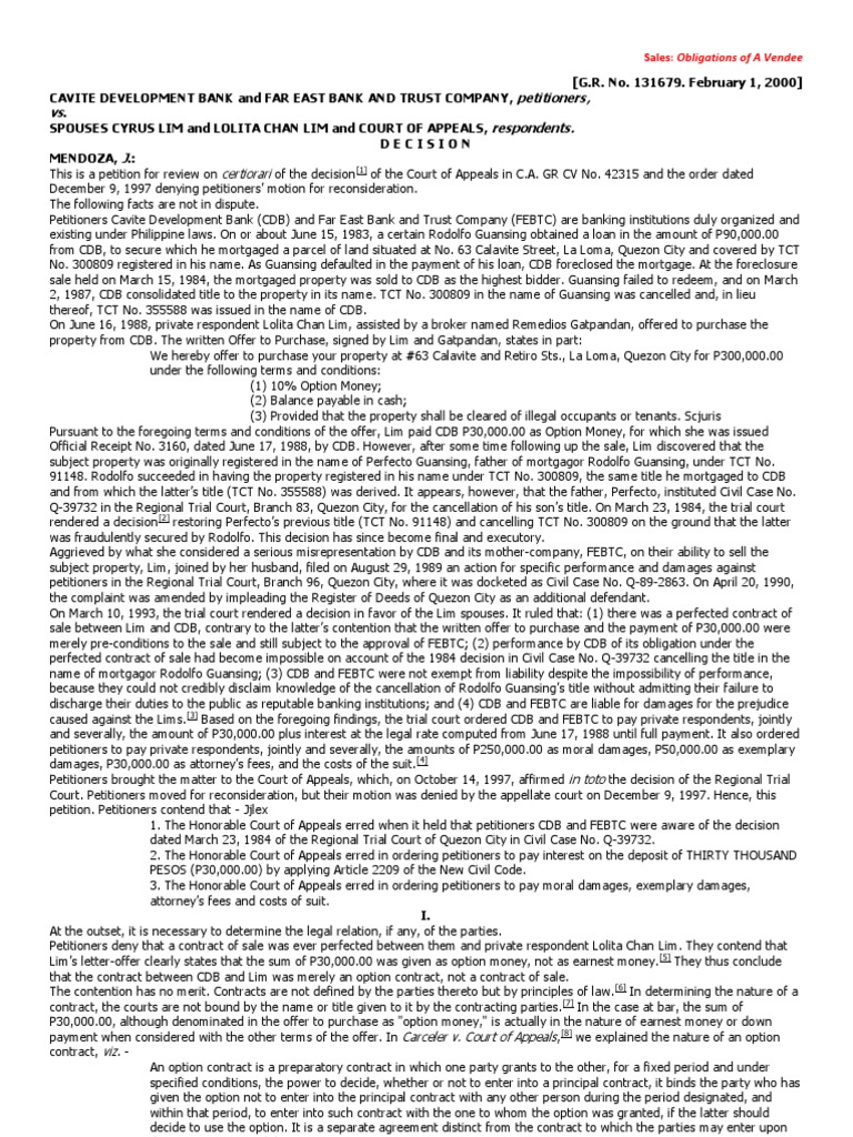 Vendee Obligations in Property Sales | PDF | Mortgage Law | Foreclosure