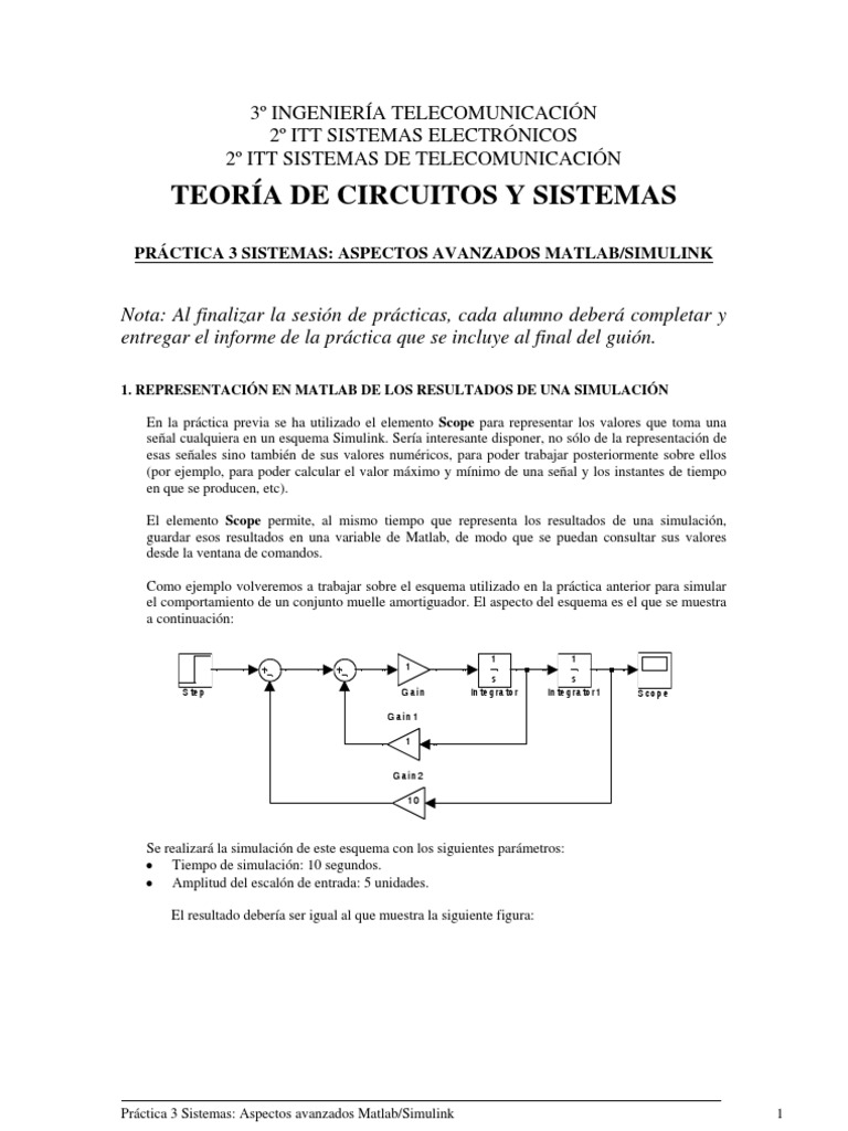 Aspectos Avanzados en Matlab/Simulink | PDF | Matlab | Sistema de control