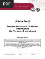 Ultima Forté Required Data Inputs For Huawei Infrastructure