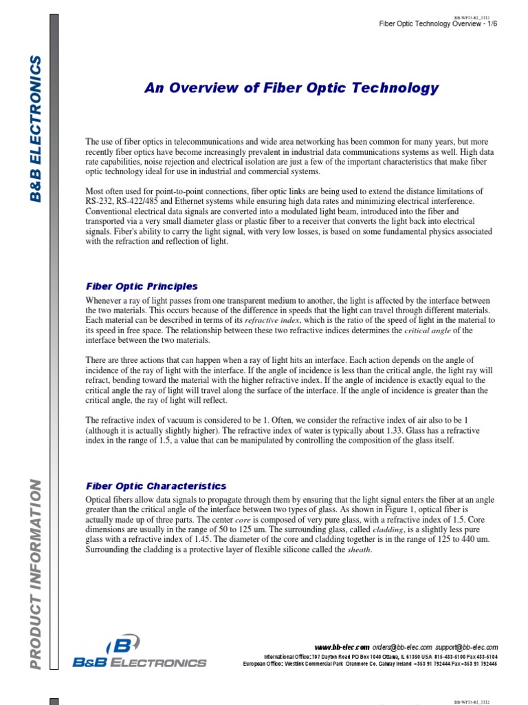 Fiber Optic Technology Overview Guide | PDF | Optical Fiber ...