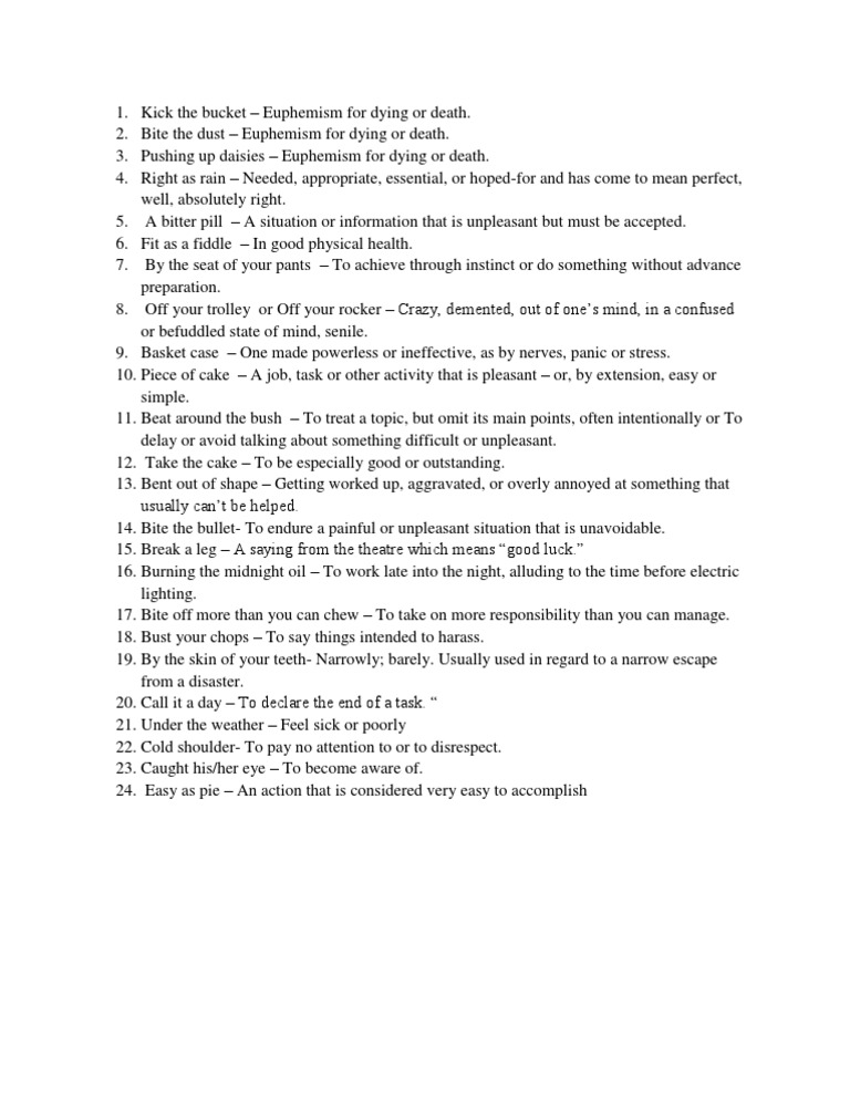 Common Euphemisms for Death | PDF