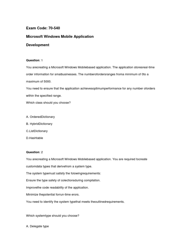 Windows Mobile App Development Questions | PDF | Filename | Text File