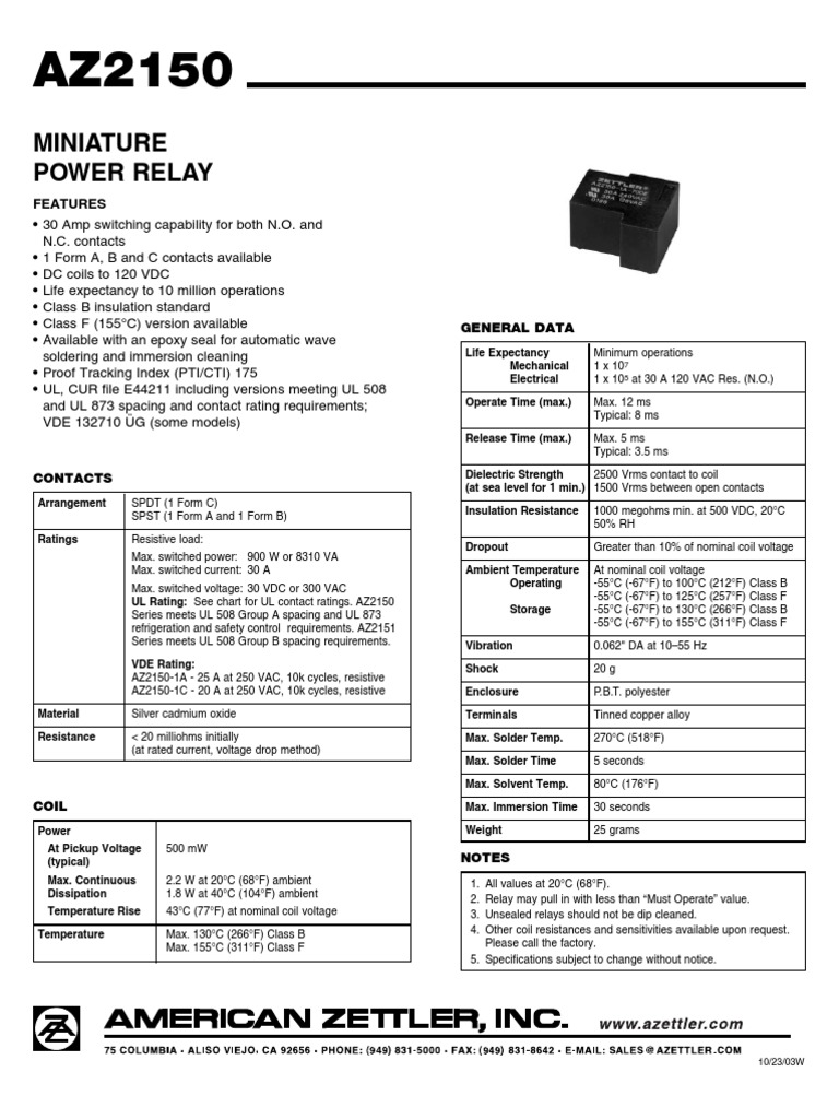 Zettler Relay Ac338 Int.dc.Ckt.brd Relay Switch