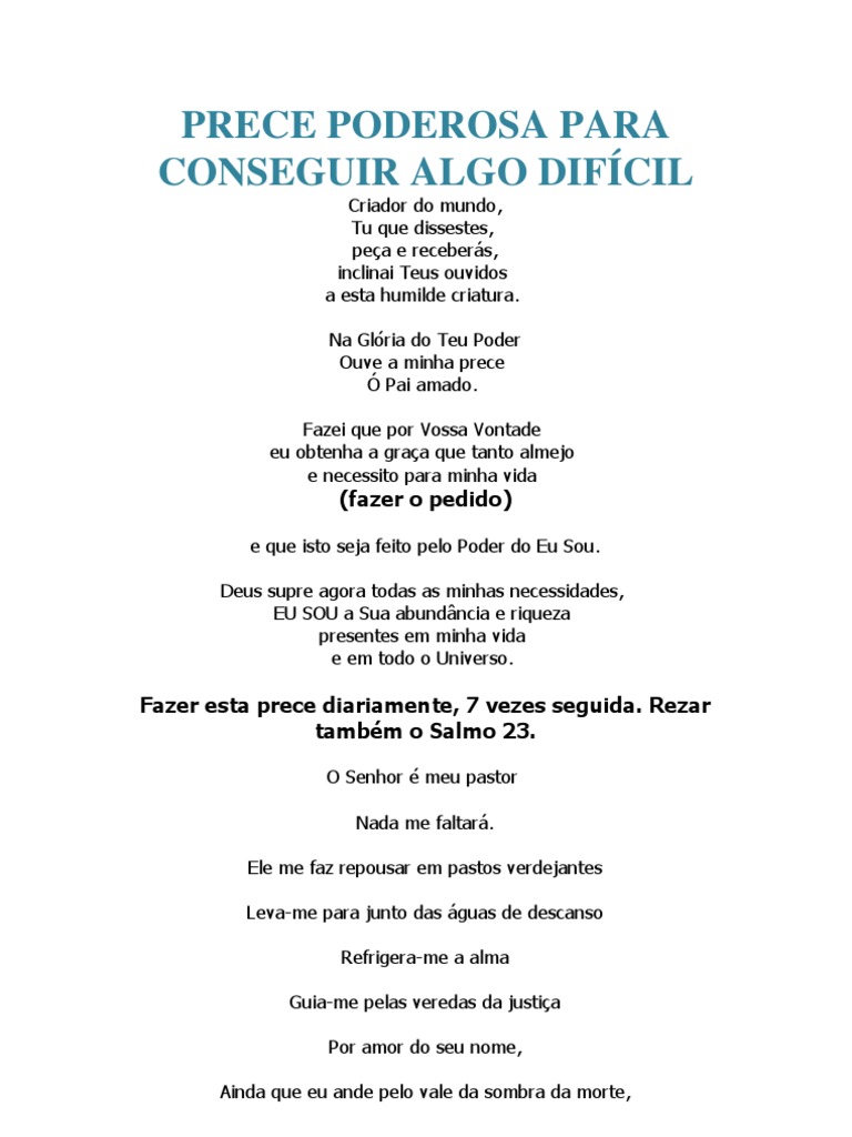 Oração Poderosa Para Conseguir Algo Impossivel Ou Dificil