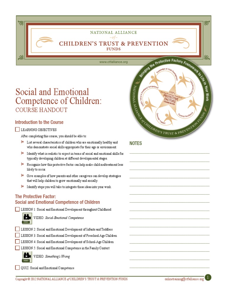 Social and Emotional Handout | PDF | Child Development | Relationships