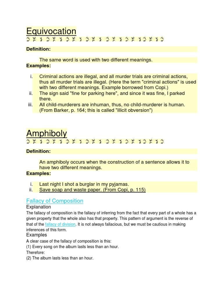 Equivocation Definition Fallacy Argument