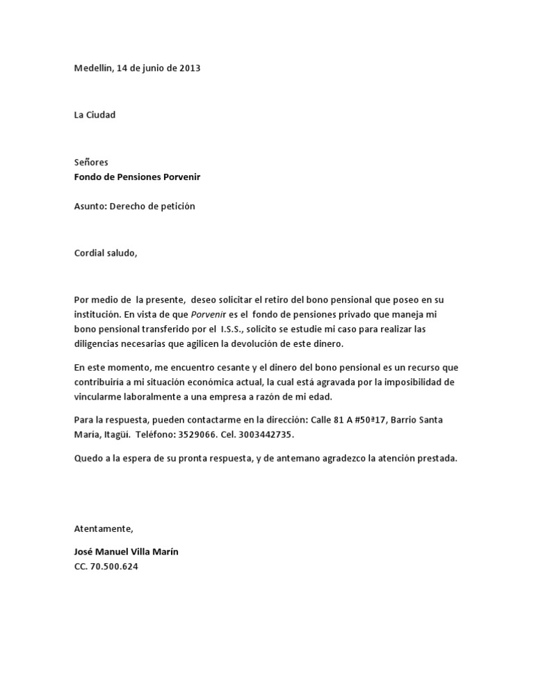 Formato retiro de cesantías porvenir