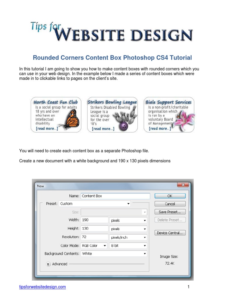 Rounded Corners Content Box CS4 Tutorial PDF Adobe