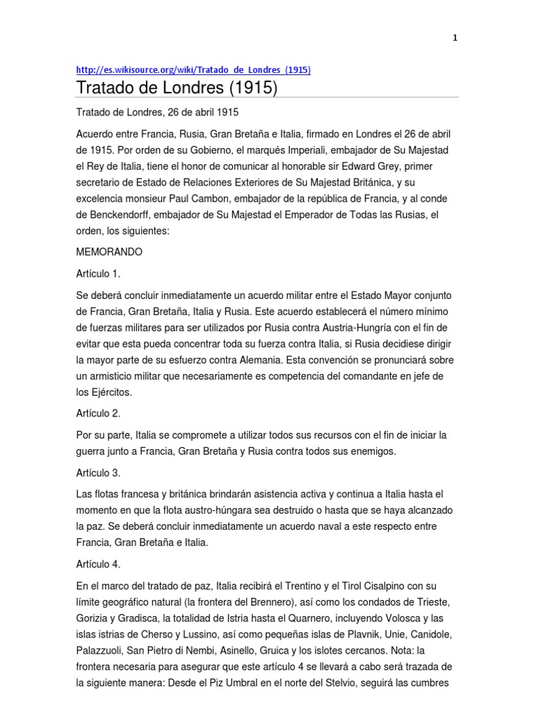 Tratado de Londres Montenegro Italia