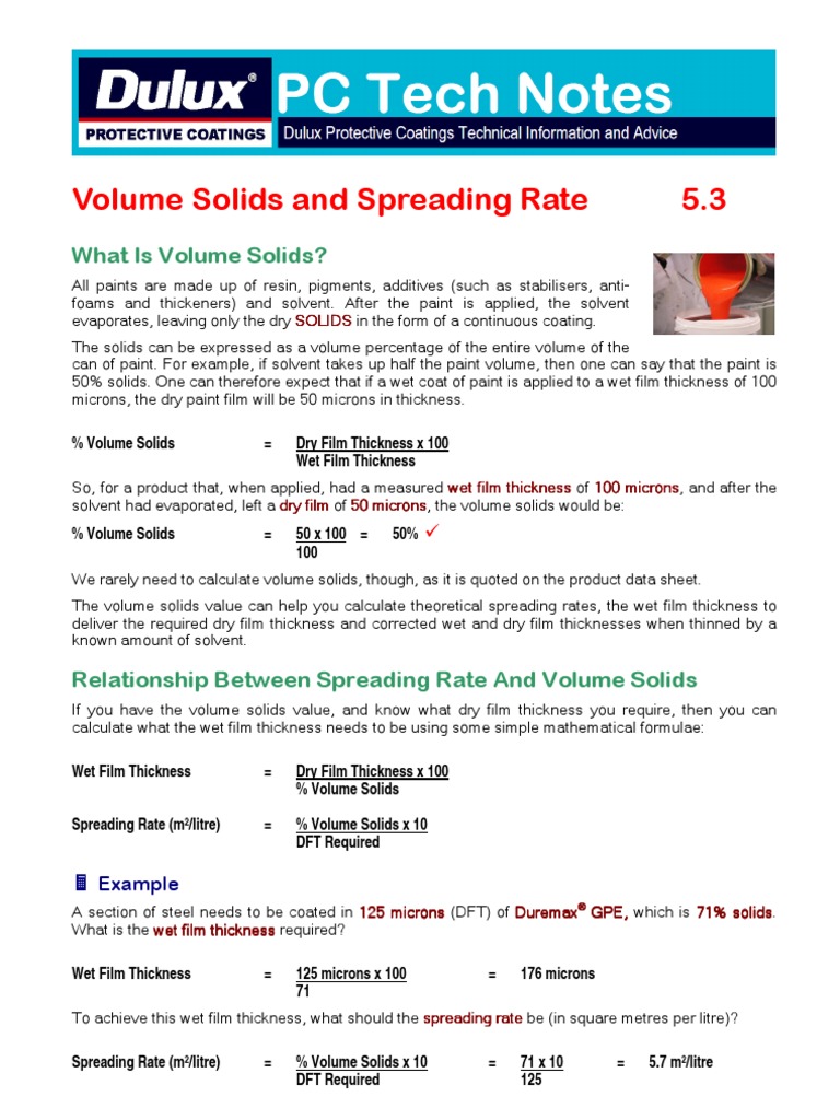 5.3 Volume Solids and Spread Rate | PDF | Paint | Volume