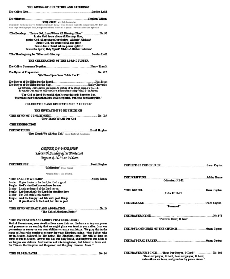 Tithes, Offerings, and Communion Service | PDF | Religious Behaviour ...
