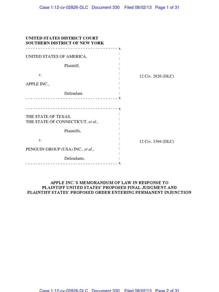 Apple S Brief Opposing Injunctive Relief | PDF | Law