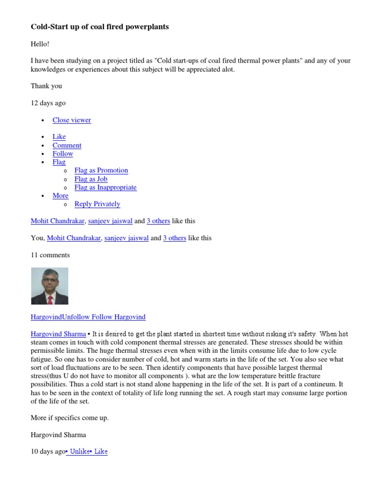 Cold Start Procedures for Coal Power Plants | PDF | Boiler | Power Station