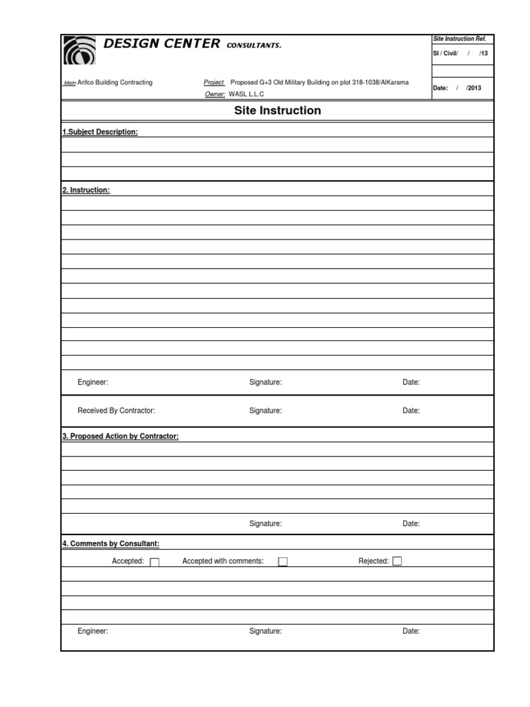 Site Instruction Form | PDF | Government