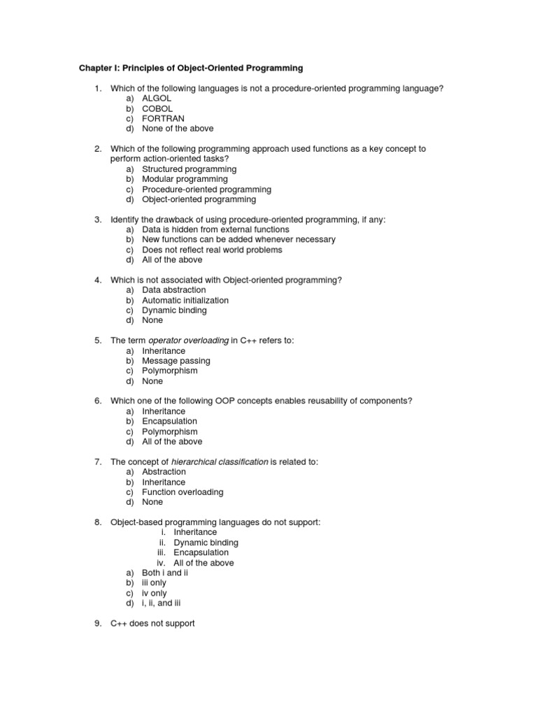 Self Test Questions | Download Free PDF | C (Programming Language ...