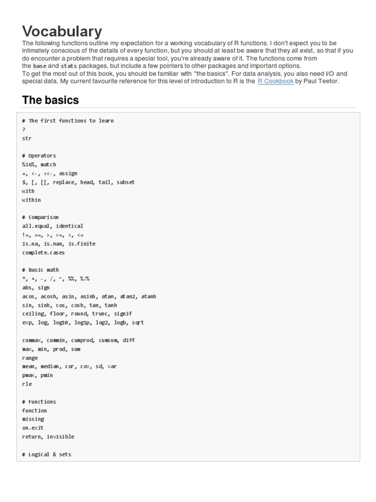 R Fundamentals (Hadley Wickham - Rice Univ) | PDF | Scope (Computer ...