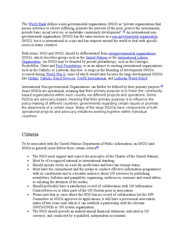 International Law (NGO and INGO) | PDF | Non Governmental Organization ...