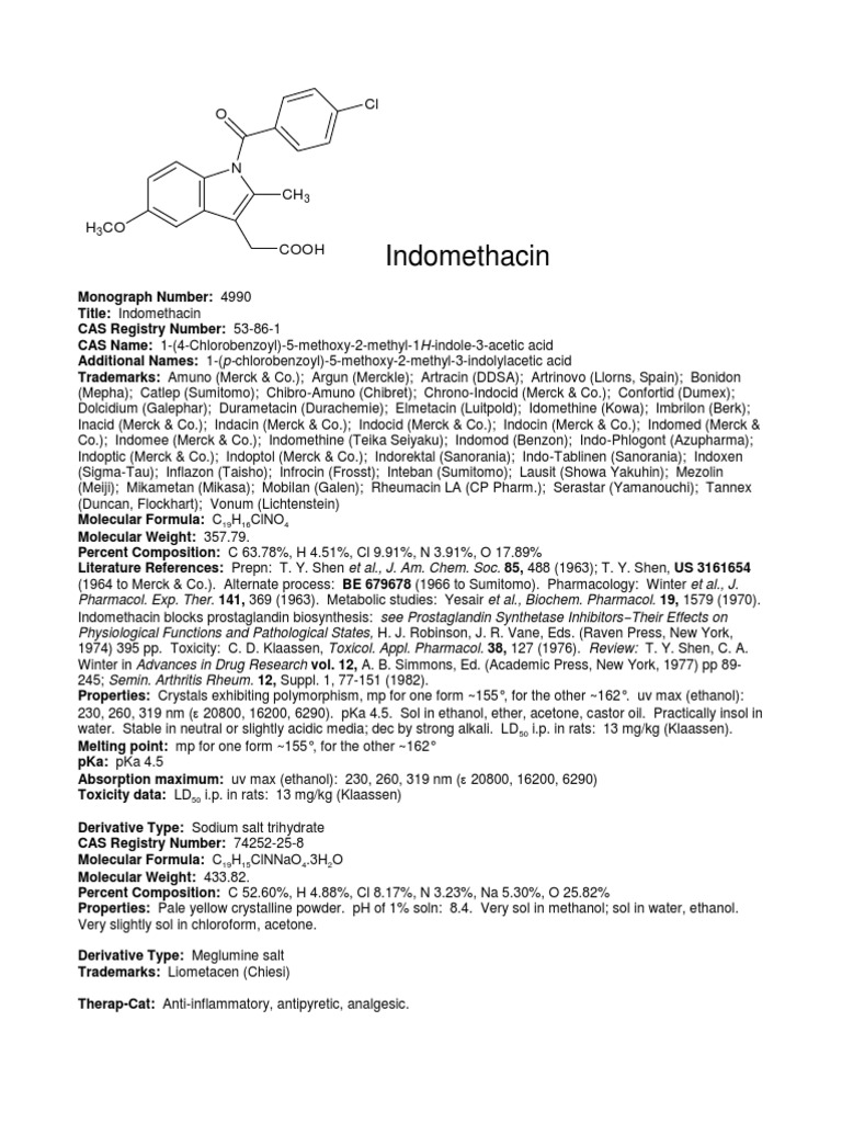 Indomethacin Drugs Medicine