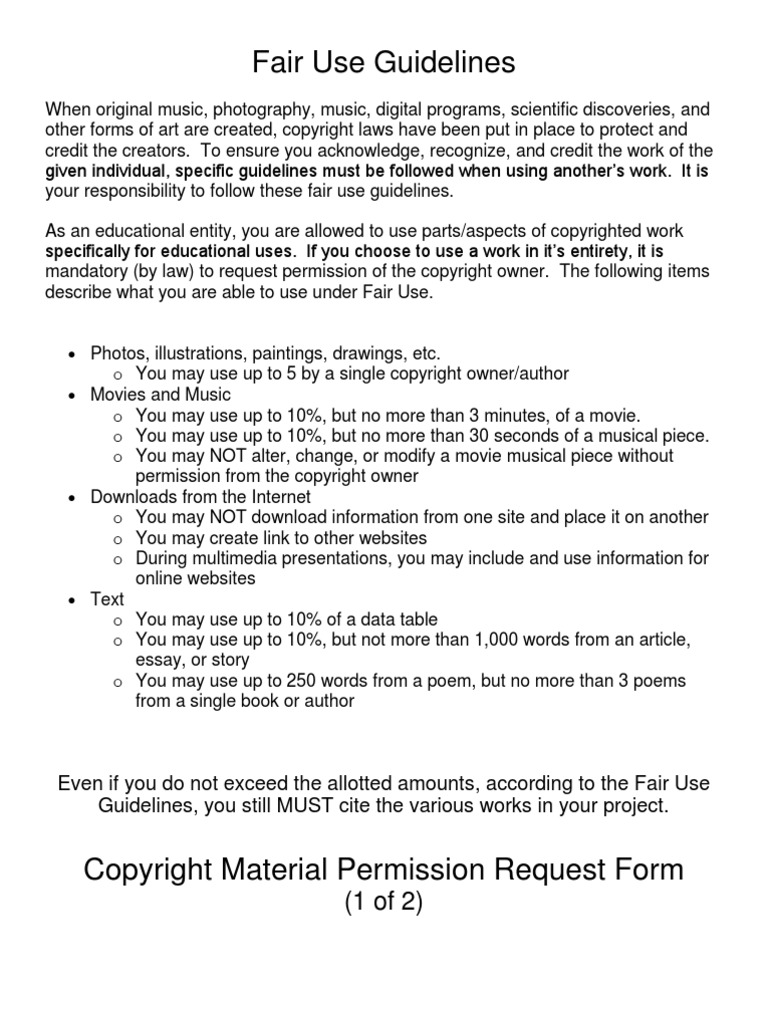 Fair Use and Copyright Permission Guide | PDF | Fair Use | Copyright