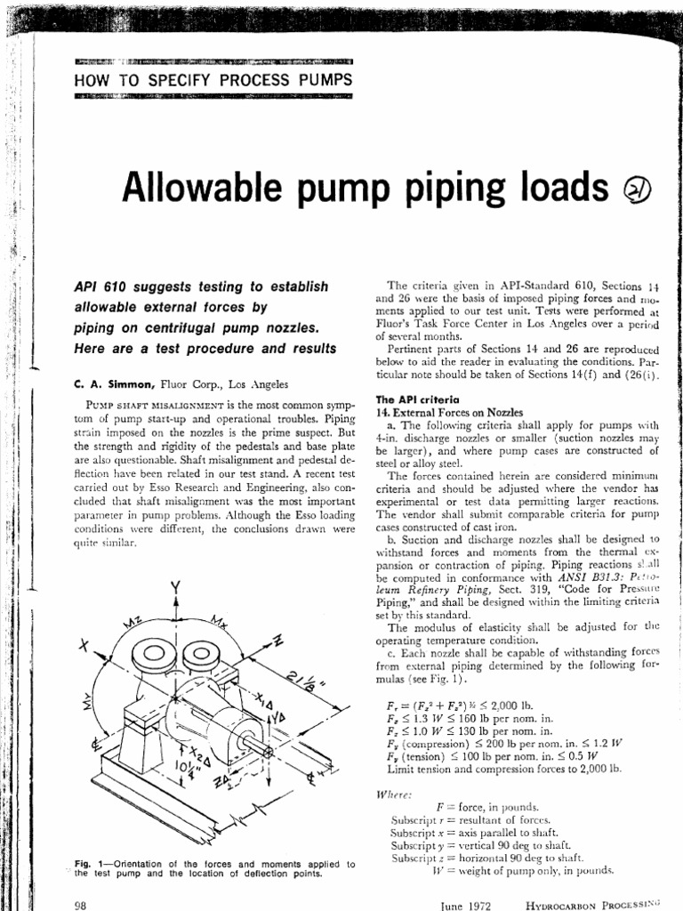Allowable Pump Piping Loads PDF Pump Pipe (Fluid Conveyance)