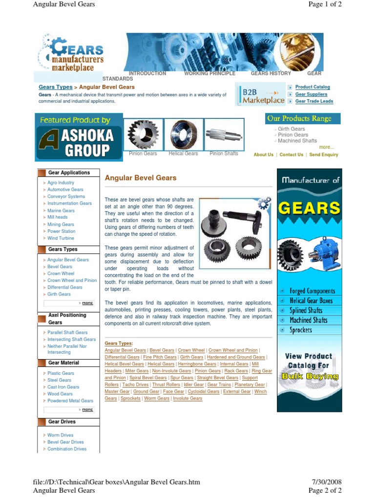 Angular Bevel Gears PDF Gear Kinematics
