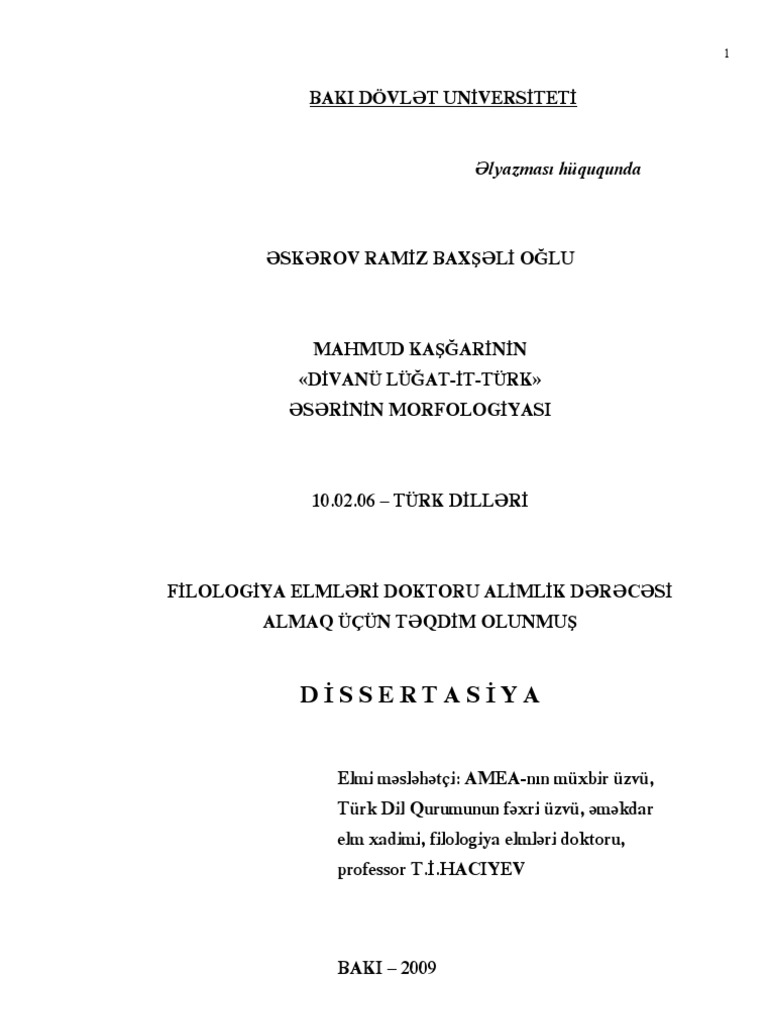 Ramiz Asker DLT Prof Tezi | PDF